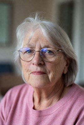 Senior woman with glasses at home