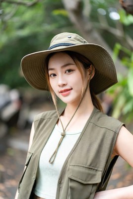 Woman with hat outdoors in nature