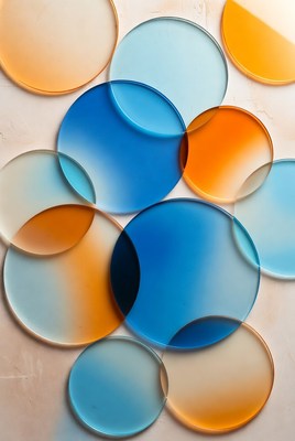 Colorful glass circles on surface