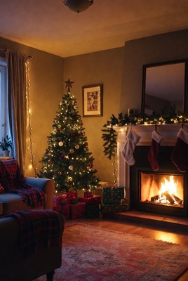 Christmas gathering in cozy living room