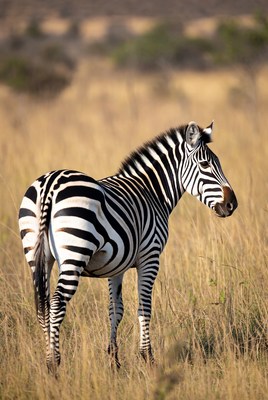 Zebra standing in savanna grass