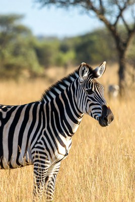 Zebra standing in African savanna