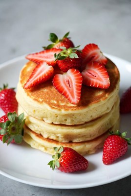 Stack of Pancakes with Strawberries