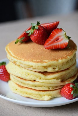 Stack of Pancakes with Strawberries