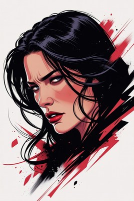 Woman with long black hair