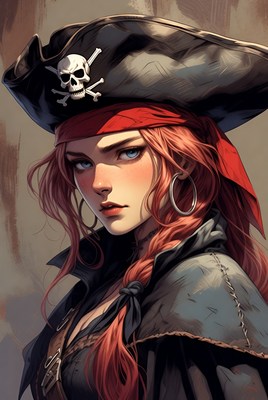Pirate woman with red bandana
