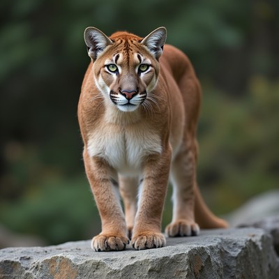 Mountain lion standing on rock