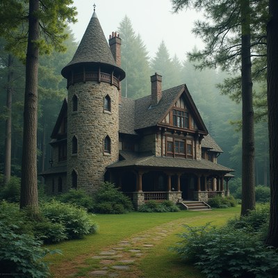 Old stone house in forest