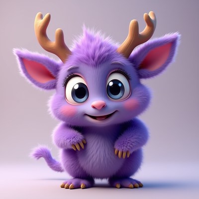 Cute purple creature with antlers