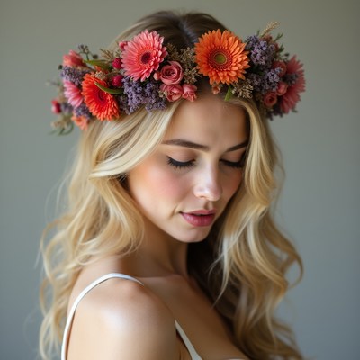 Woman with flower crown portrait