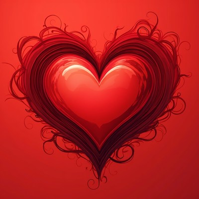 Red heart with intricate design