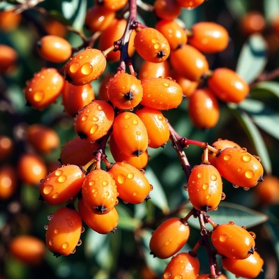 Bright orange berries on a branch