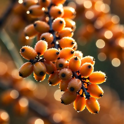 Close-up of orange berries on branch