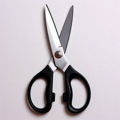 Sharp scissors on plain surface