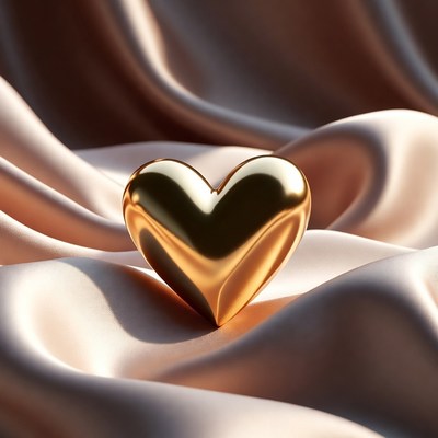 Heart shape on silky fabric