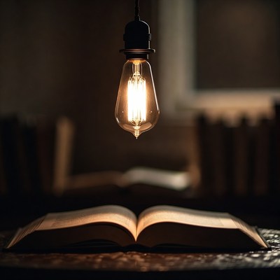 Warm light over an open book