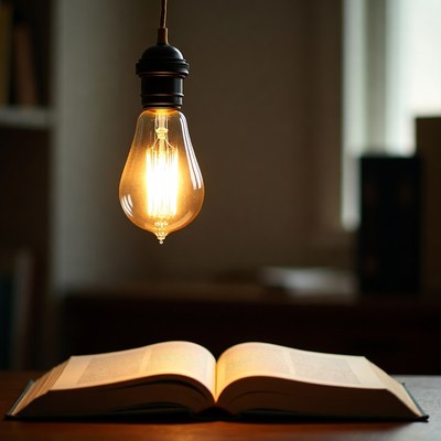 Soft light above an open book