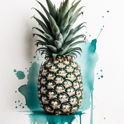 Pineapple with splash background