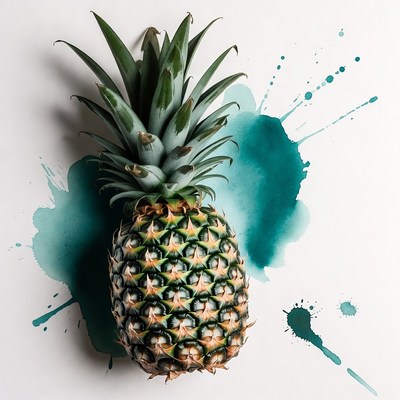 Pineapple with splash backdrop