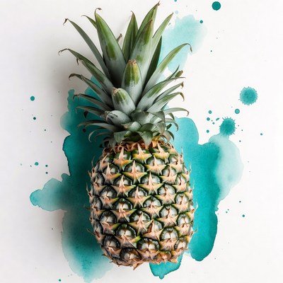 Pineapple on teal background