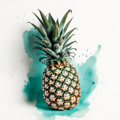 Fresh pineapple with green splash