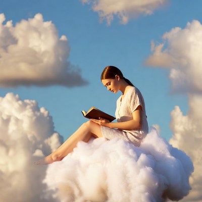 Girl reading on a cloud