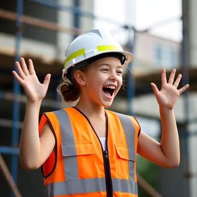 Child enjoys construction site visit