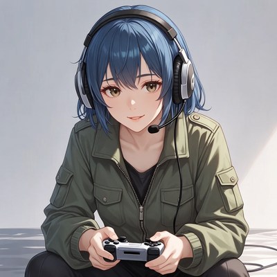 Girl playing video games indoors