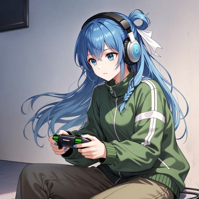Female gamer engaged in gameplay session