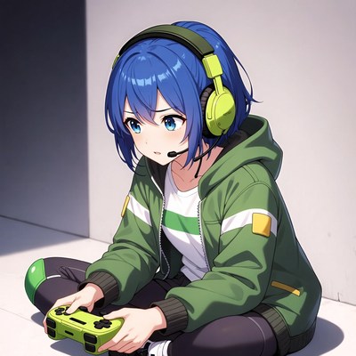 Girl playing video game indoors