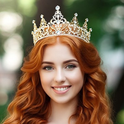 Young woman smiling in crown