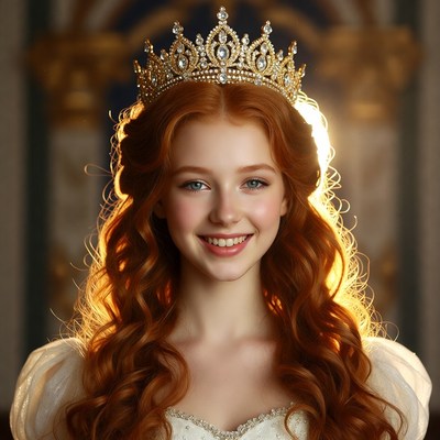Young girl with crown smiling bright