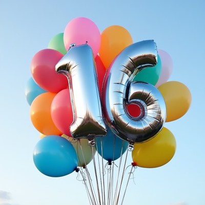 Balloons for sixteen birthday celebration