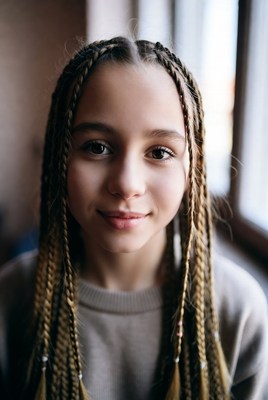 Girl with braided hair in natural light