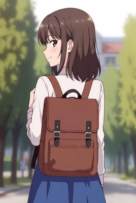 Student walking on a sunny path