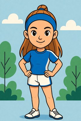 Girl in sports outfit standing outdoors