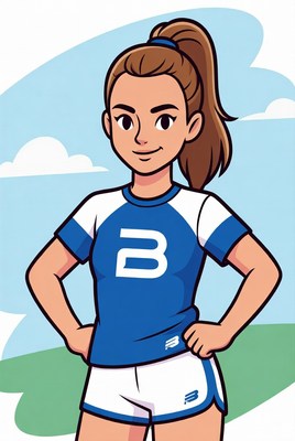 Young athlete in sports uniform standing proudly