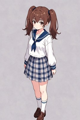 Girl in school uniform standing