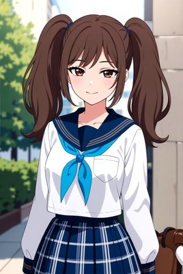 High school student in uniform smiles
