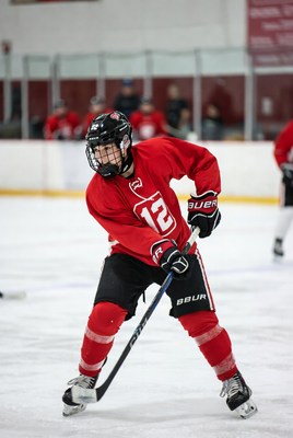 Hockey player in action during practice