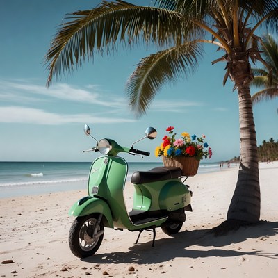 Scooter at tropical beach