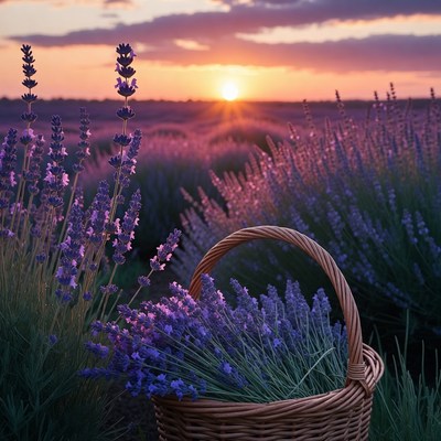 Lavender field during sunset