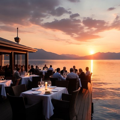 Dining by the sunset on the water