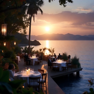 Sunset dining by the sea