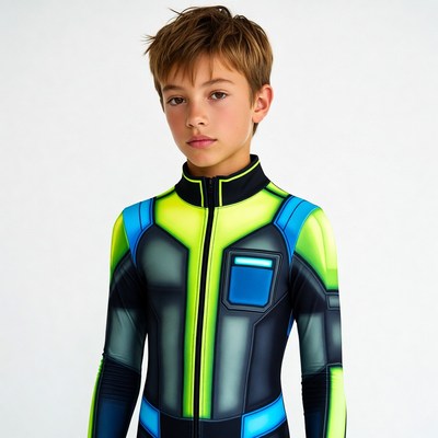 Boy in colorful suit