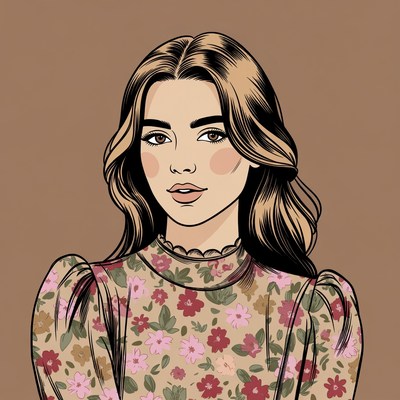 Young woman with floral dress