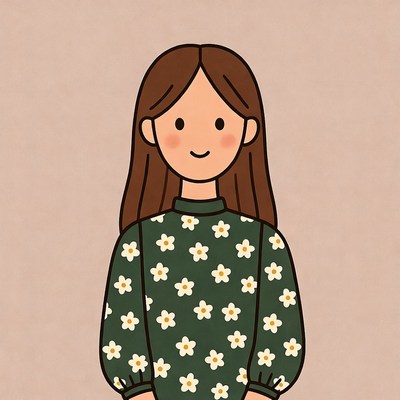 Girl in floral sweater smiling