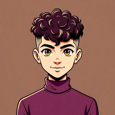 Young boy with curly hair standing