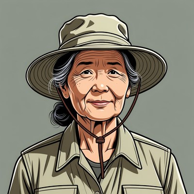 Elderly person with sun hat