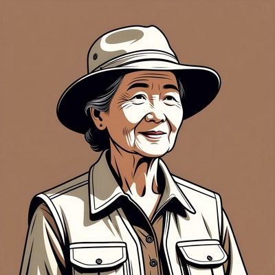 Smiling elder woman in hat